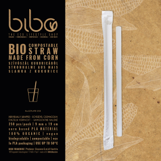 bibox bio biológiailag lebomló és komposztálható szívószál, 250db