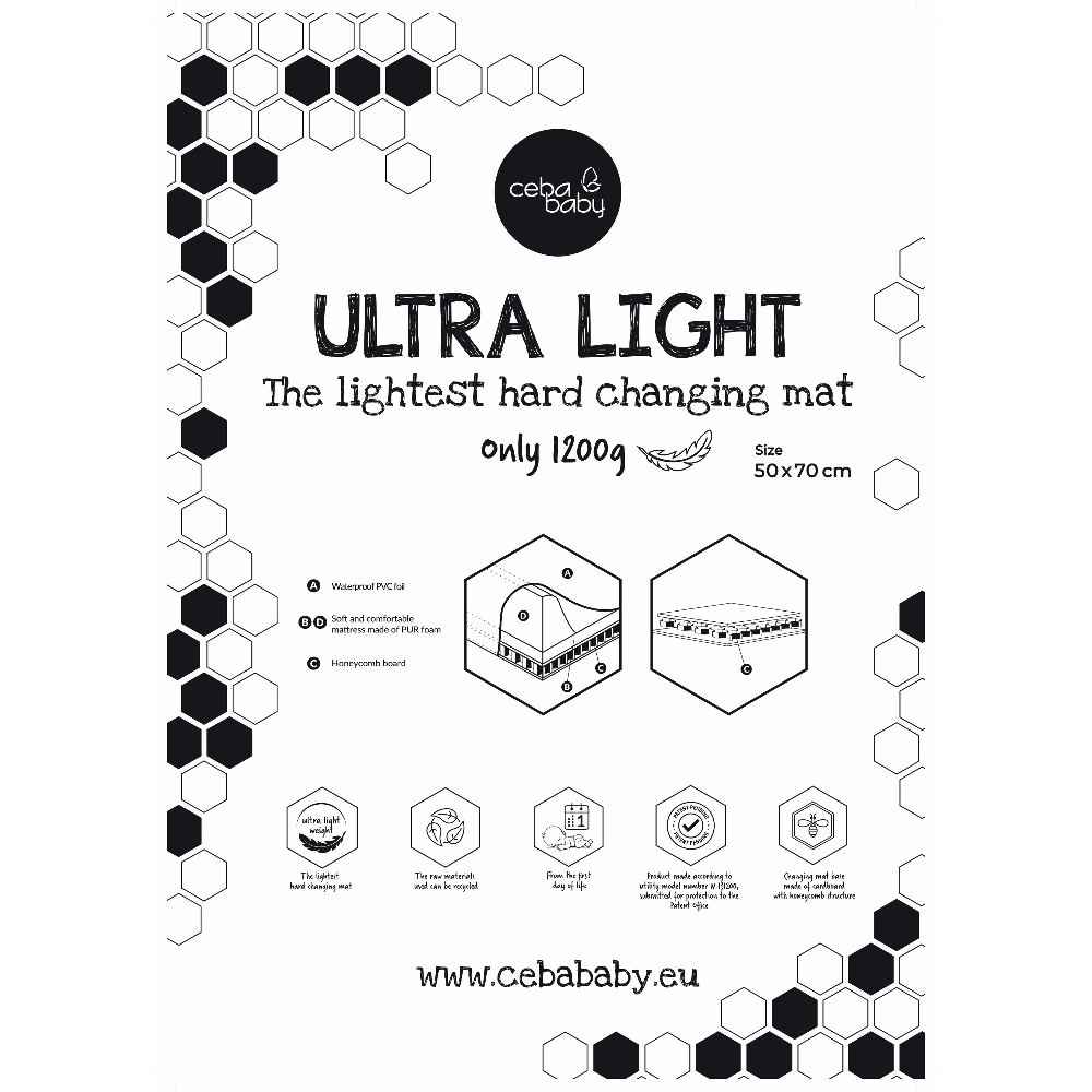 Ceba ULTRA LIGHT merev 2 oldalú pelenkázó lap 50x70cm, Pilot Bear
