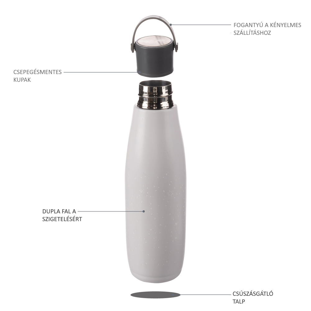 Zopa rozsdamentes acél termosz fogantyúval, 480ml, Stars