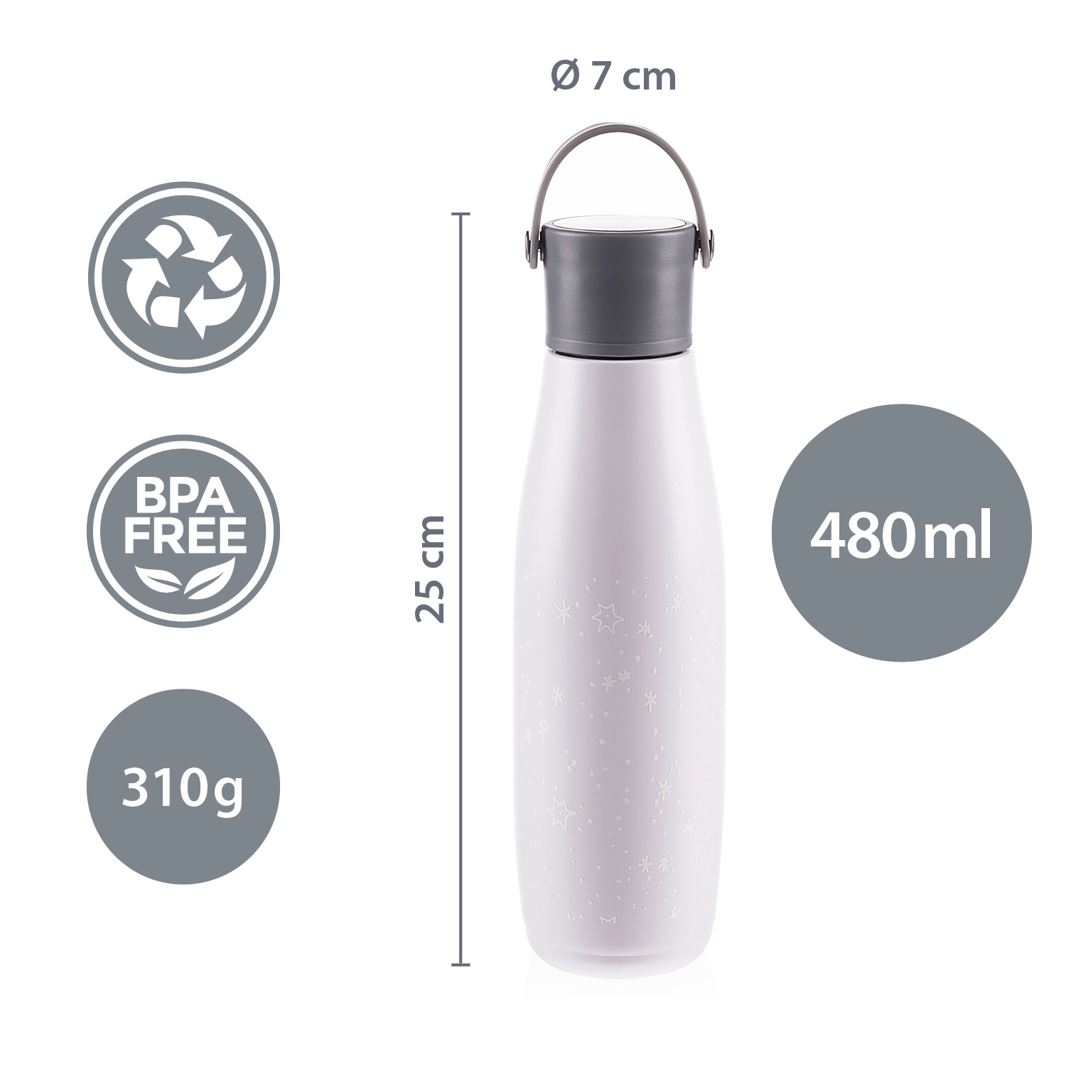 Zopa rozsdamentes acél termosz fogantyúval, 480ml, Stars