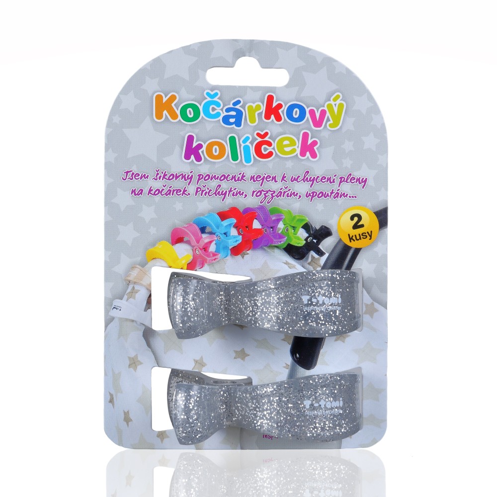 T-tomi műanyag csipesz textil pelenkához   (2 db), ezüst