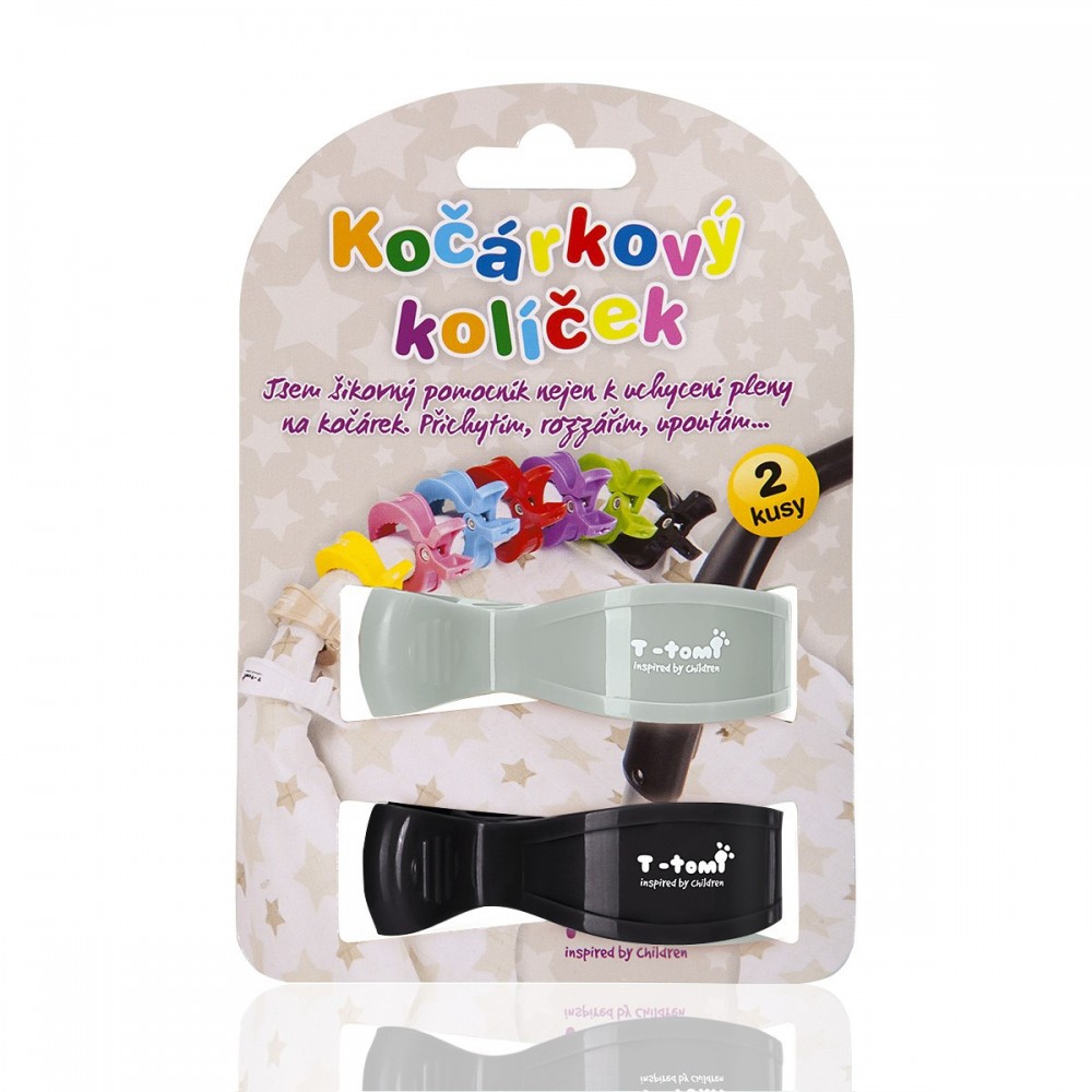 T-tomi műanyag csipesz textil pelenkához   (2 db), szürke+fekete