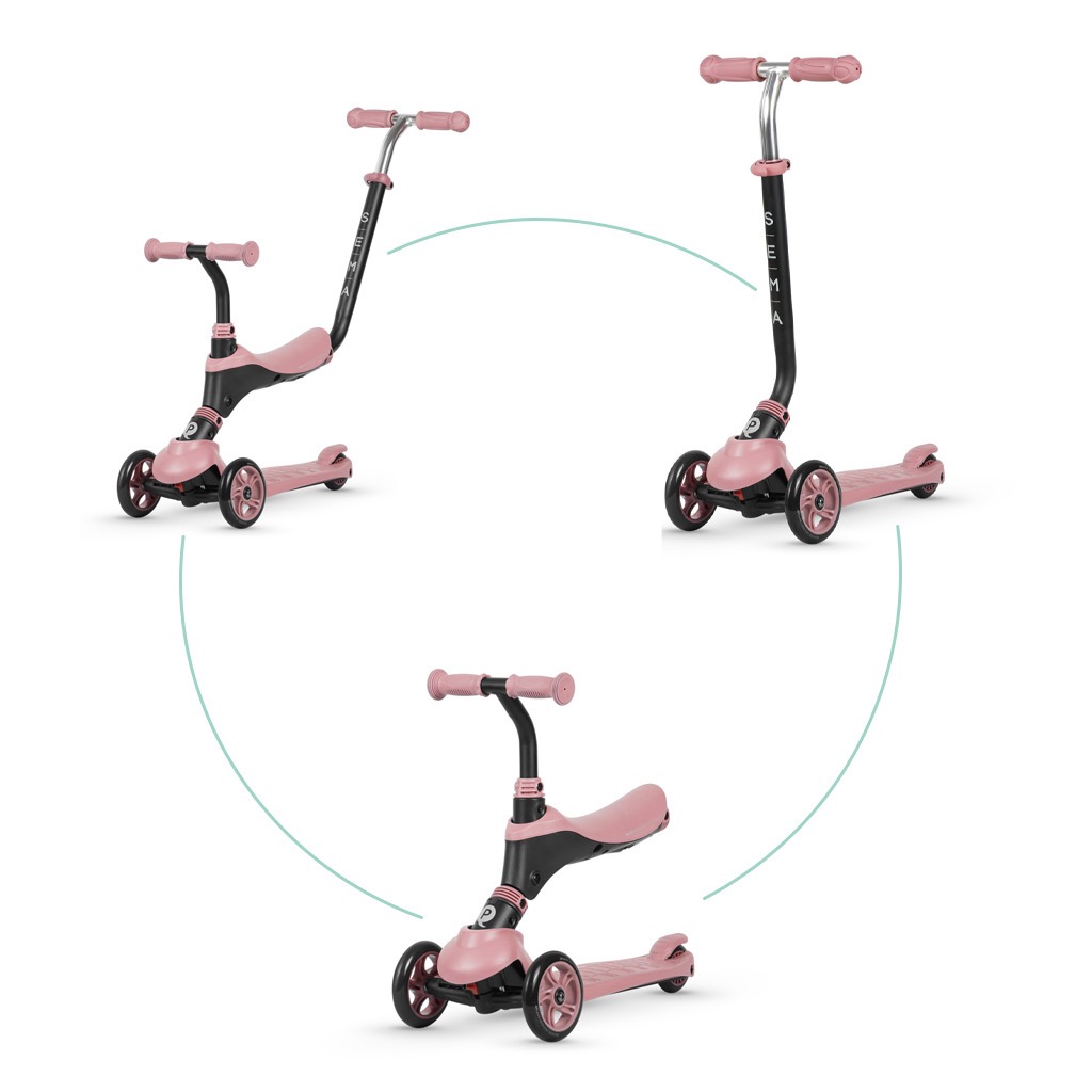 QPlay Sema 4in1 roller és futóbicikli, Pink