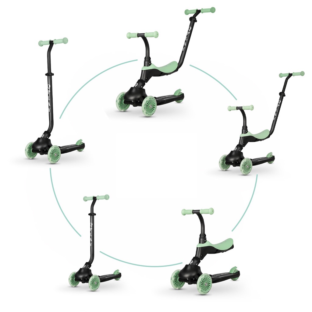 QPlay Sema Evo 5in1 roller és futóbicikli LED fényekkel, Jade Green