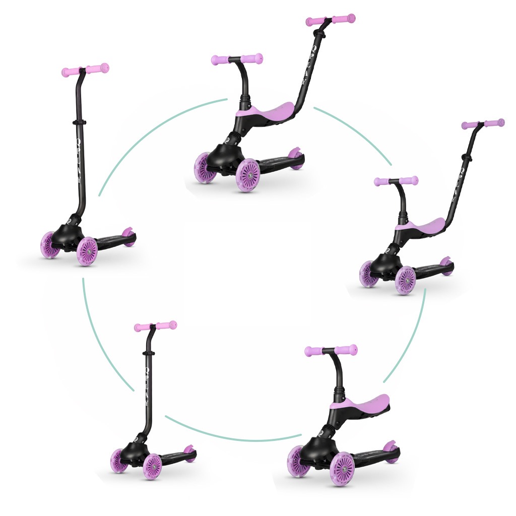 QPlay Sema Evo 5in1 roller és futóbicikli LED fényekkel, Violet