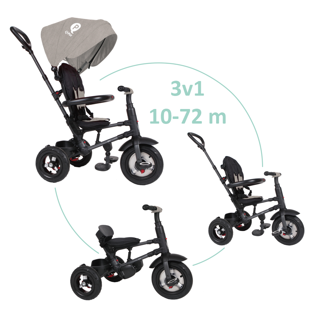 QPlay Rito Air Gel 3in1 gumikerekű tricikli, szürke