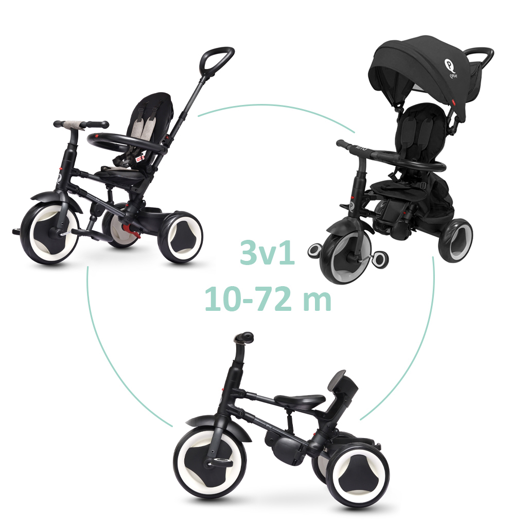 QPlay Rito Eva Plus 3in1 tricikli, fekete