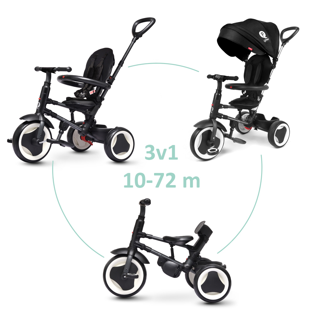 QPlay Rito Eva 3in1 tricikli, fekete