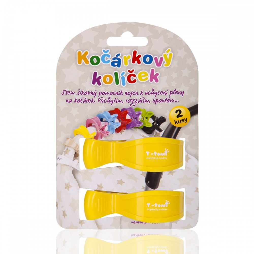 T-tomi műanyag csipesz textil pelenkához   (2 db), sárga