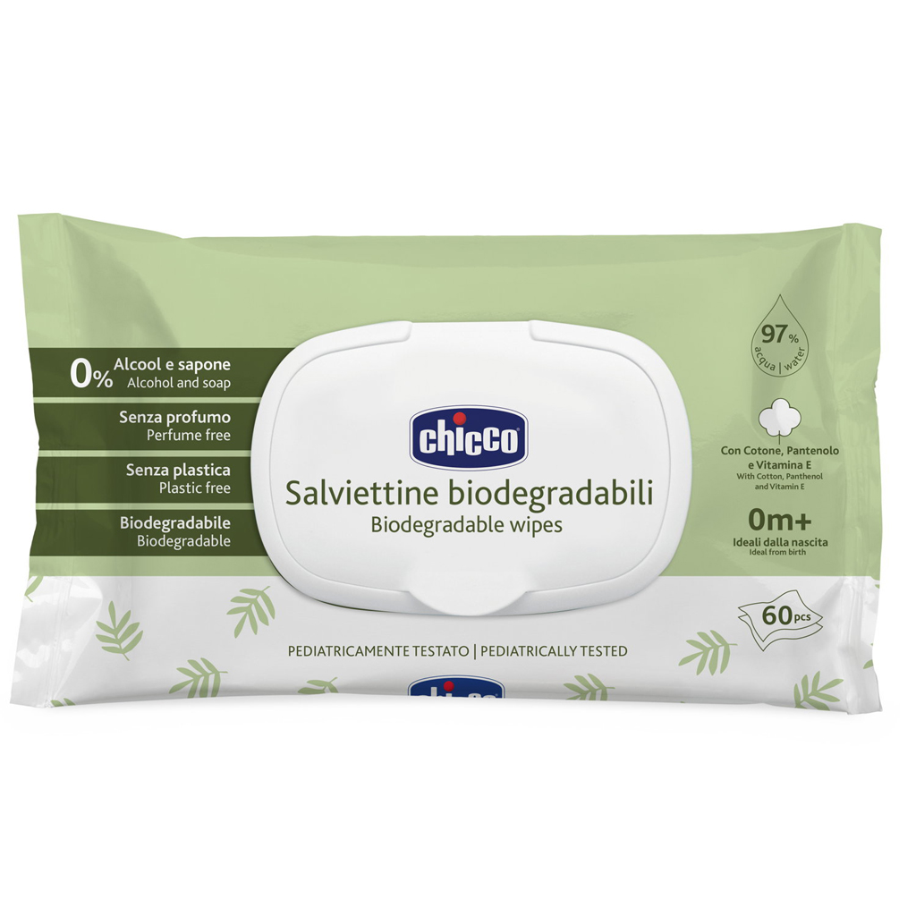 Chicco műanyagmentes nedves törlőkendő, 60db