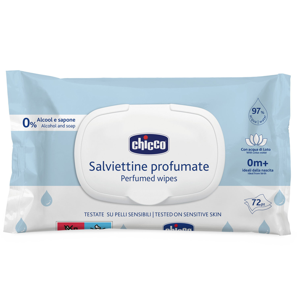 Chicco nedves törlőkendő finom illattal, 72db