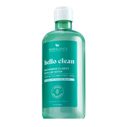 Biobalance Hello Clean Tisztító micellás víz niacinamiddal zsíros és aknéra hajlamos bőrre 500ml