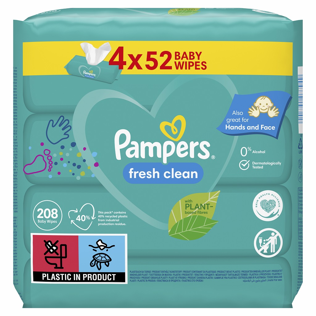 Pampers Fresh Clean nedves törlőkendő 4x52db