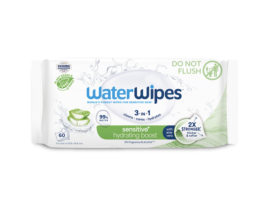 WaterWipes Hydrating clean Műanyagmentes nedves törlőkendő 60db