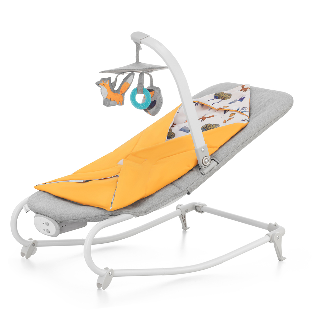 Kinderkraft Felio 2 vibráló pihenőszék és hinta zenével 0m+, 9 kg-ig, Forest Yellow