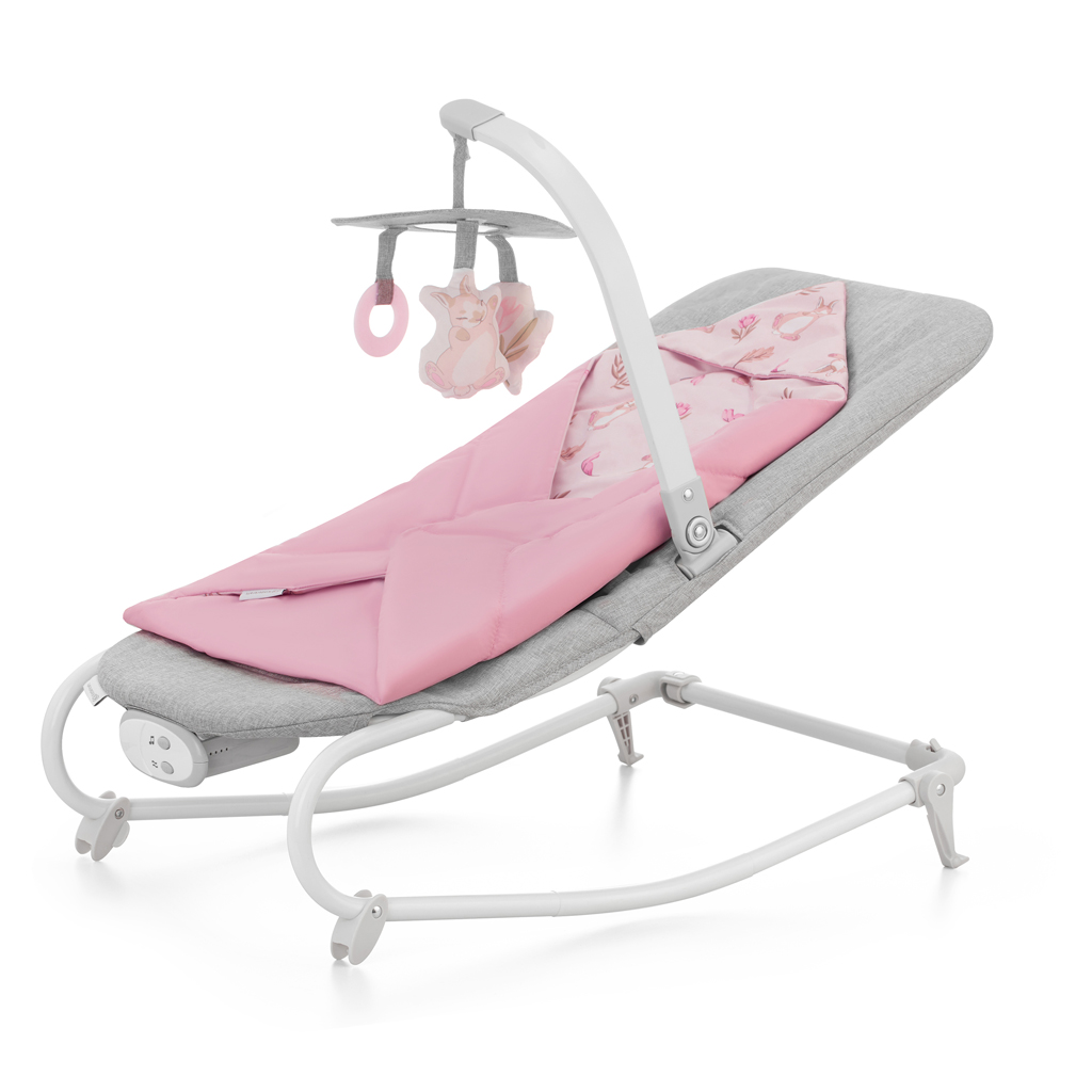 Kinderkraft Felio 2 vibráló pihenőszék és hinta zenével 0m+, 9 kg-ig, Peony Rose