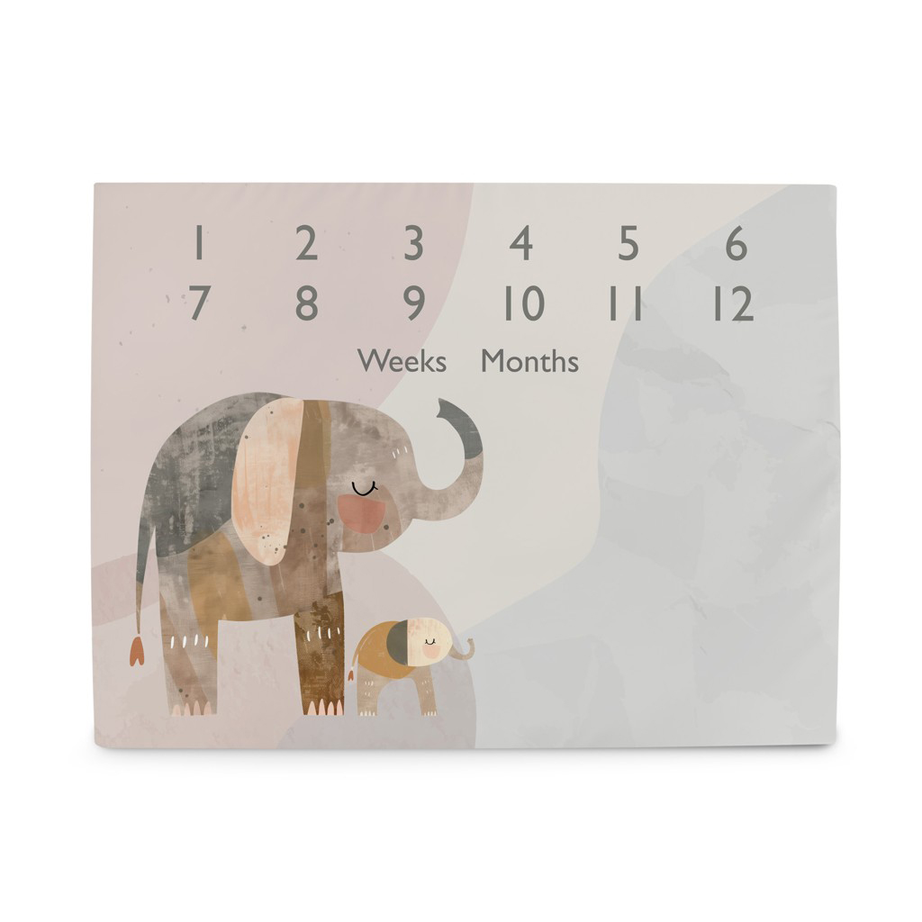 Ceba Baby Basic Milestone mérföldkő alátét fotózáshoz 92x72, Elephant Family