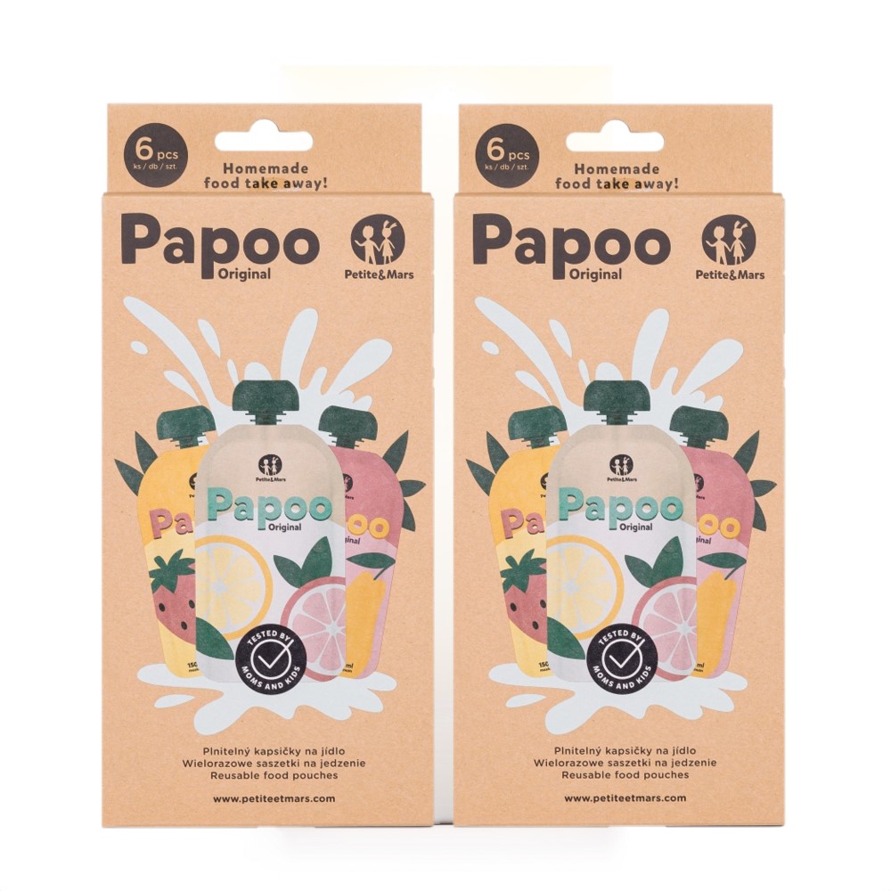 Petite&Mars Papoo Original újratölthető ételtasak pürékhez, 2x6db