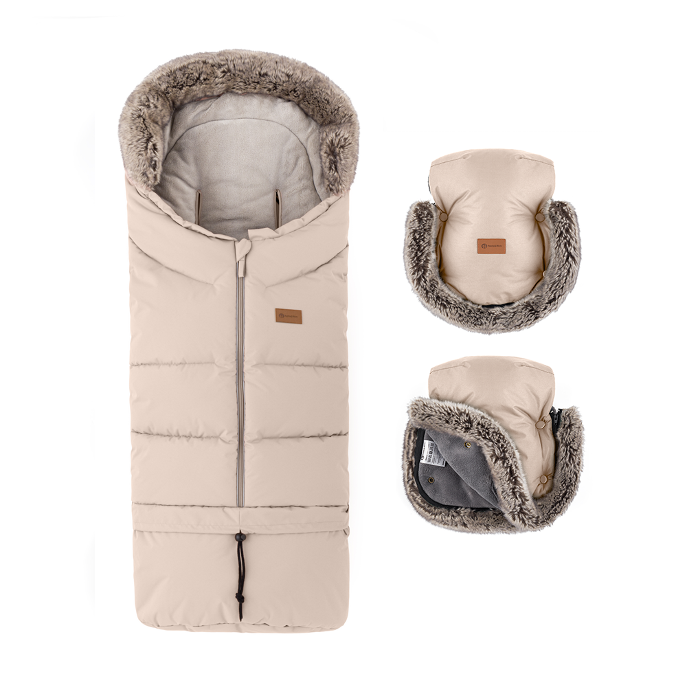 Petite&Mars Arctic 4in1 Állítható bundazsák + Furry kézmelegítő kesztyű, Rose Petal