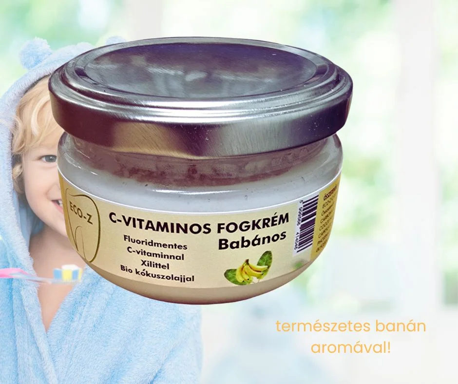 Eco-Z C-vitaminos fogkrém üvegben, Banán, 75ml