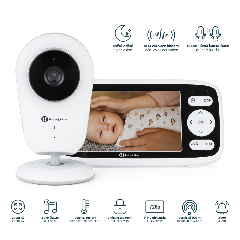 Petite&Mars NANO 4.0 kamerás bébiőr altatódalokkal