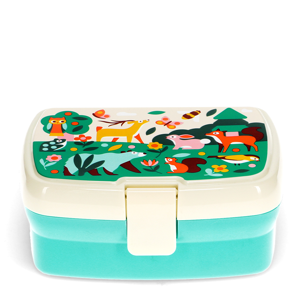 Rex London gyerek uzsonnás doboz kivehető tálcával, BPA mentes, Erdő