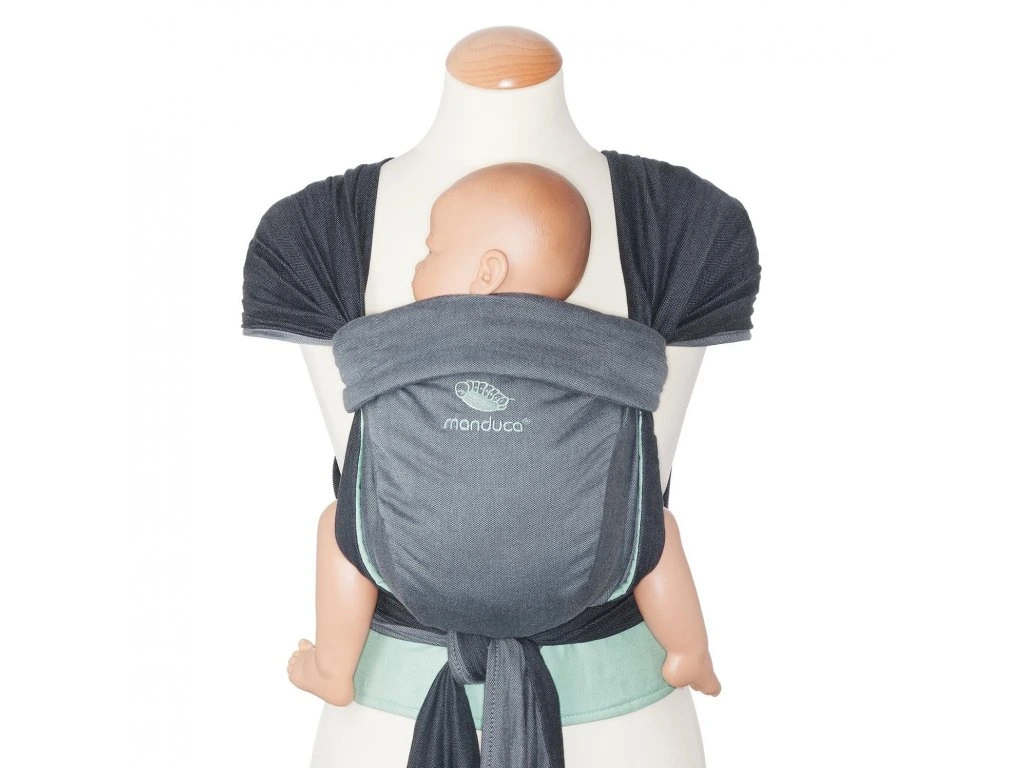 Manduca Twist csípőbarát biopamut félcsatos babahordozó, Grey-Mint
