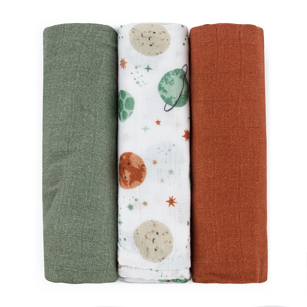 Petite&Mars Moussy bambusz muszlin pelenka 68x68cm, Celestial Planets, 3db