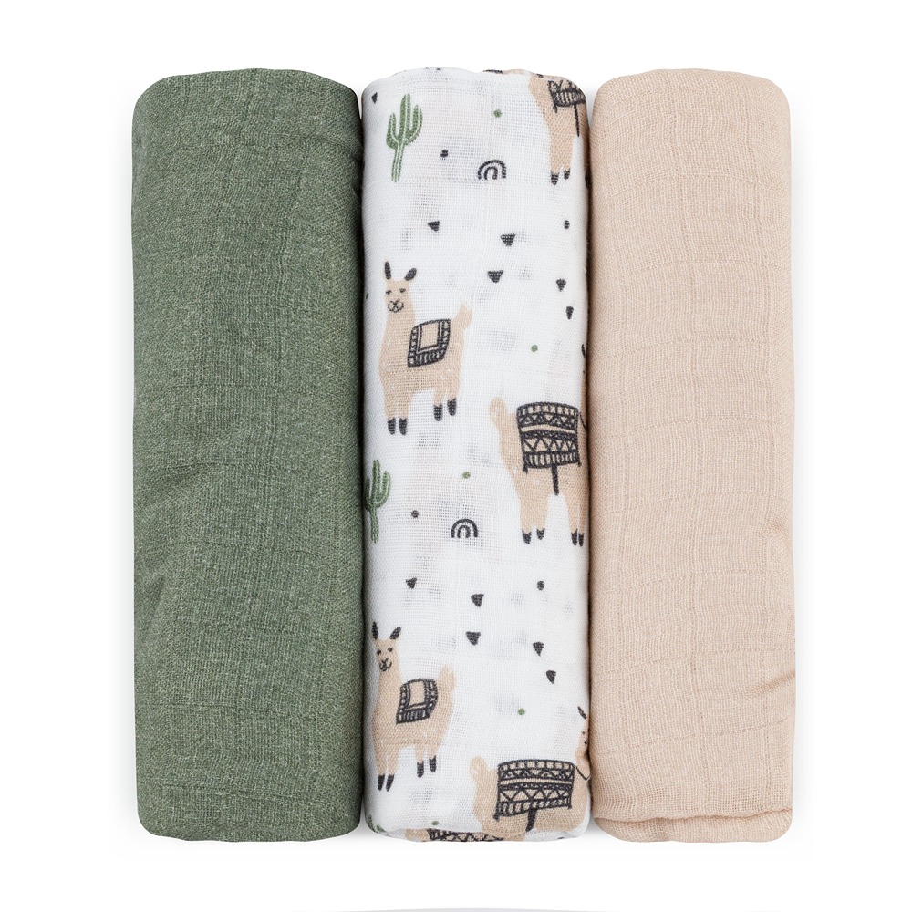 Petite&Mars Moussy bambusz muszlin pelenka 68x68cm, Llama Vibes, 3db