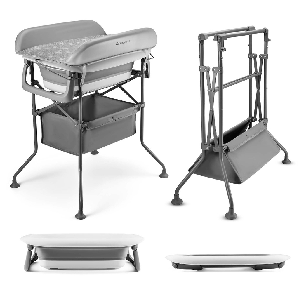 Kinderkraft Bubbly Pelenkázó állvány káddal, Grey
