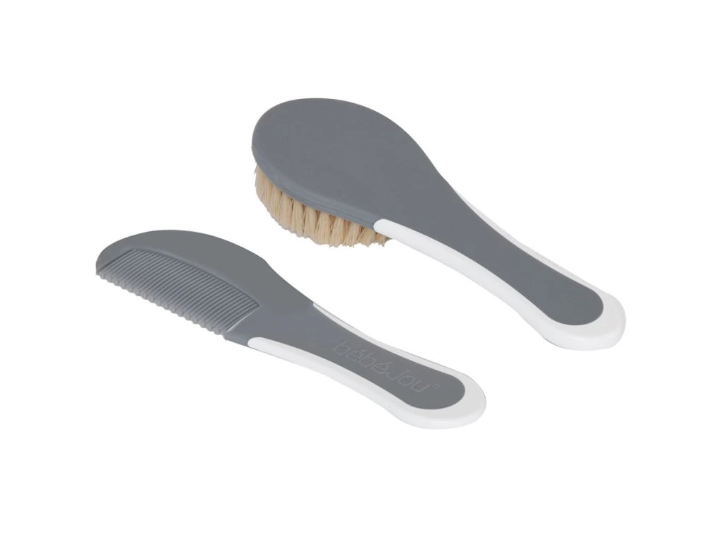 Bébé-Jou Fésű és hajkefe természetes sörtével, Griffin Grey