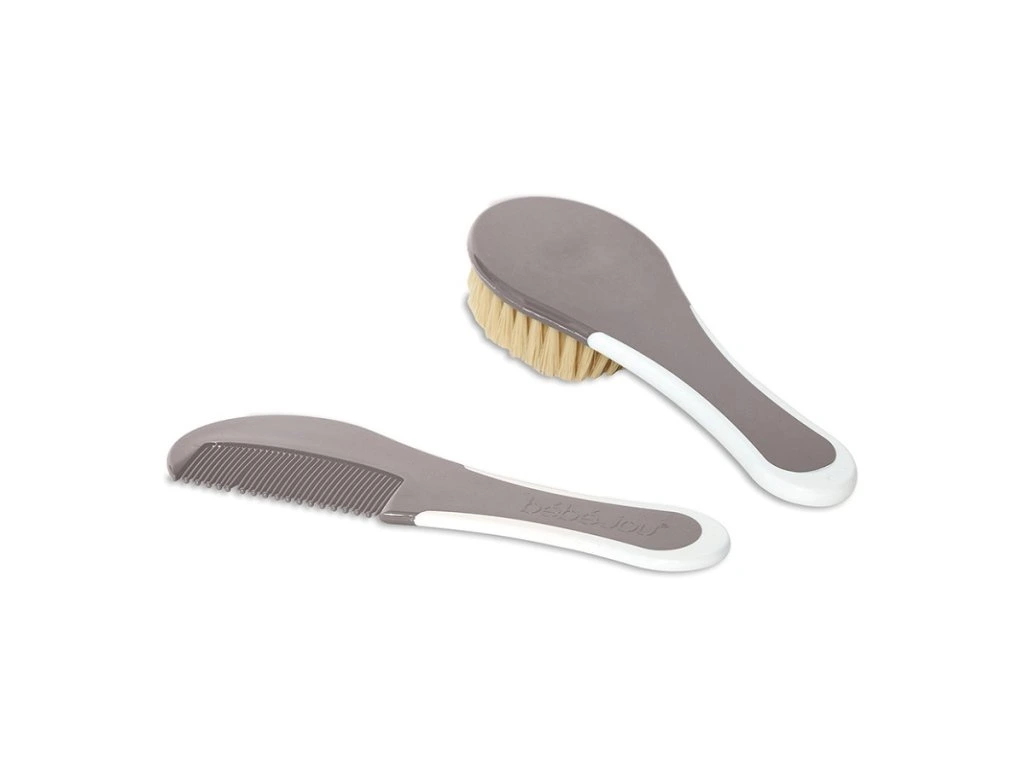 Bébé-Jou Fésű és hajkefe természetes sörtével, Chalk Brown