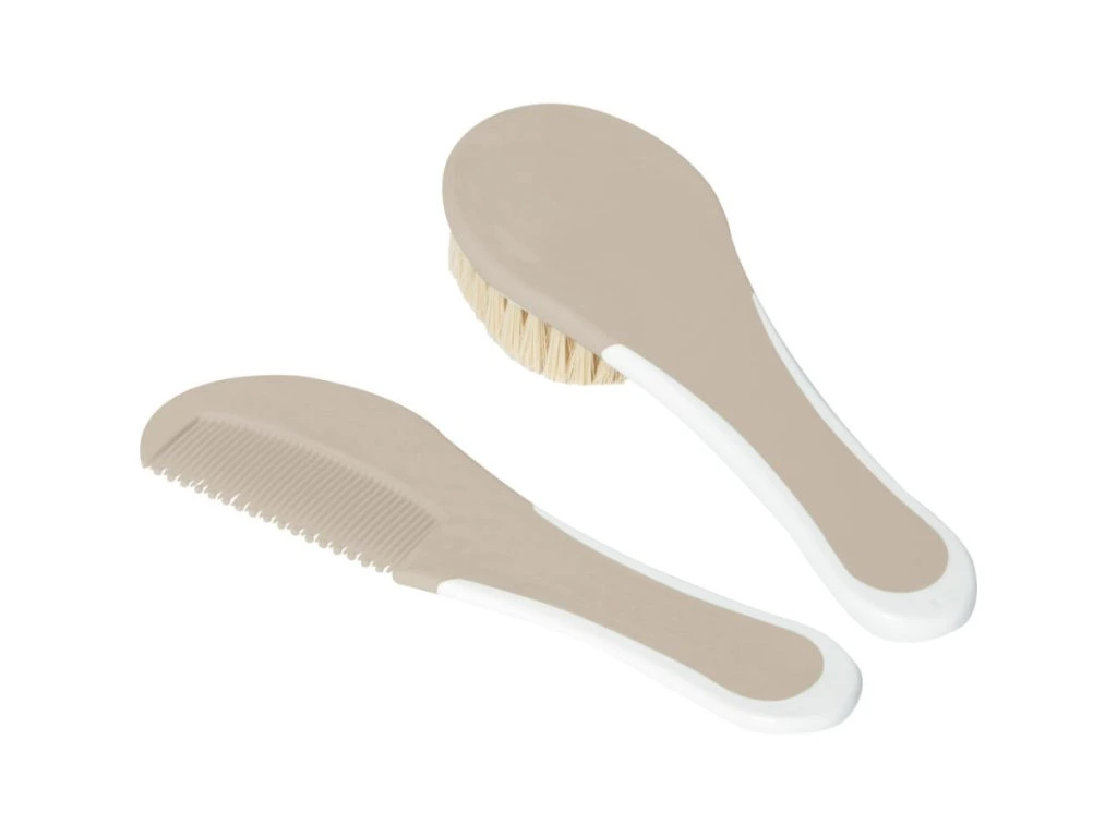 Bébé-Jou Fésű és hajkefe természetes sörtével, Taupe 