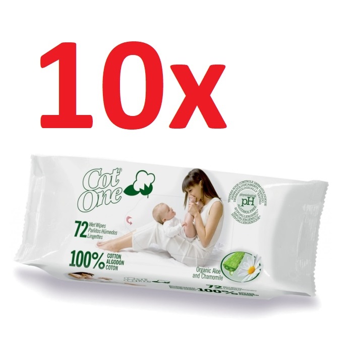 Cot One 100% pamut Bio környezetbarát törlőkendő MEGA PACK, 10x72db