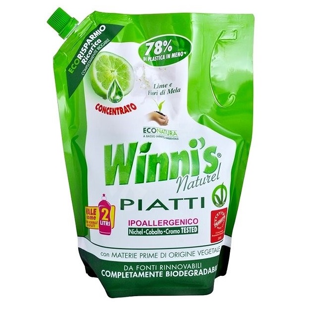 Winni's öko mosogatószer ECO-Pack Utántöltő, Lime és Almavirág illattal, 1000ml