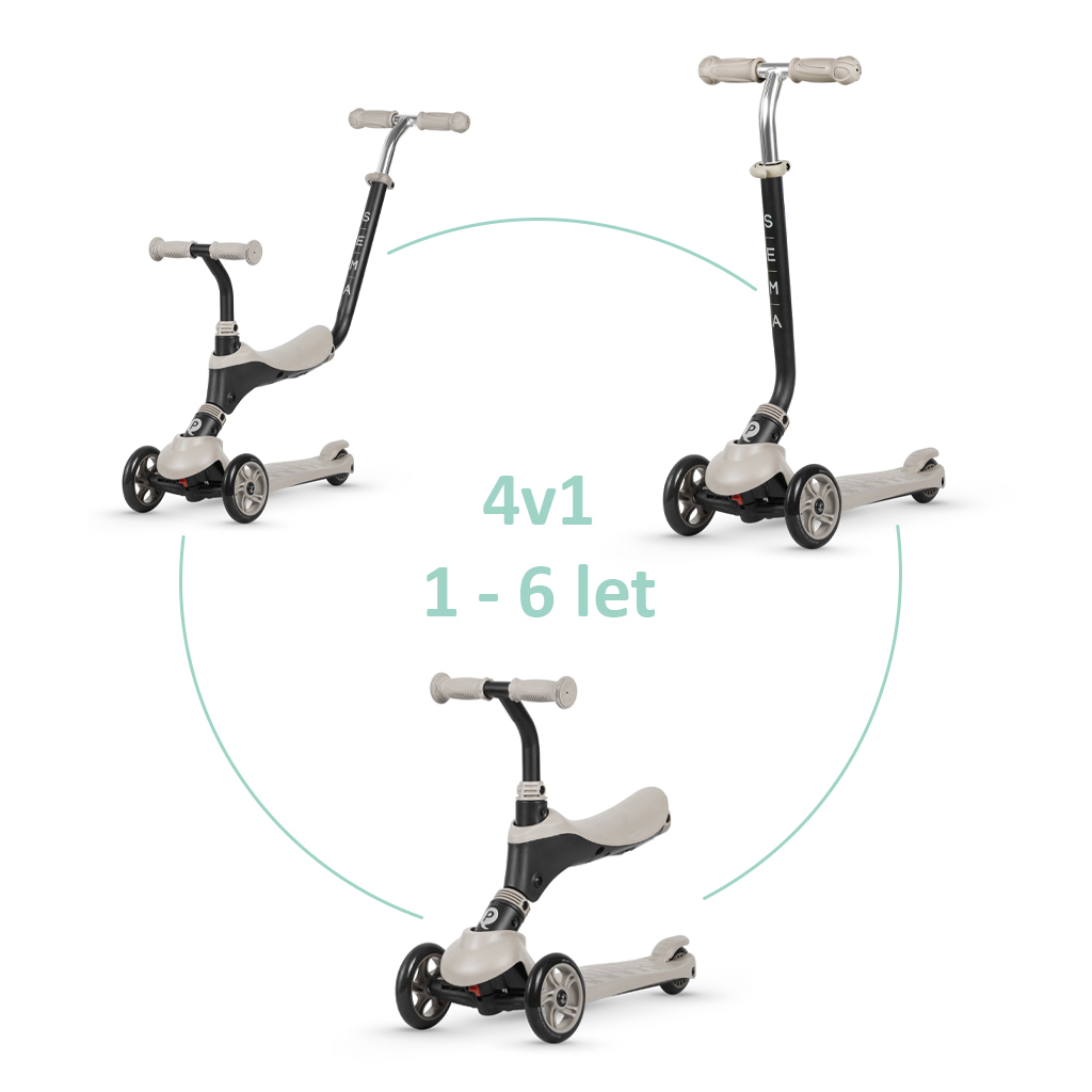 QPlay Sema 4in1 roller és futóbicikli, Beige