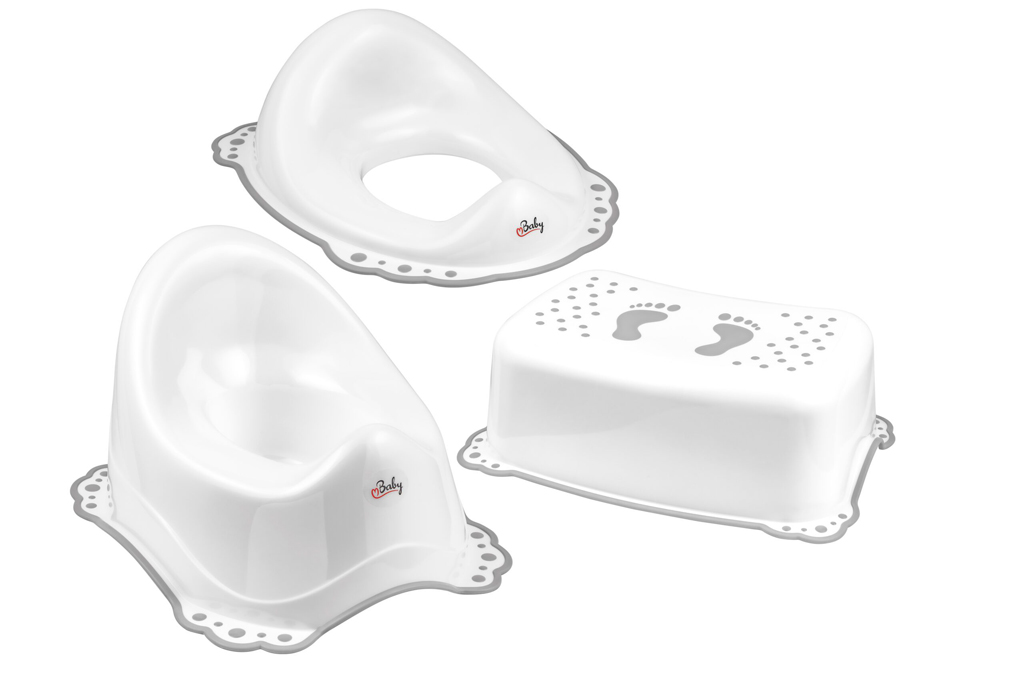 Maltex 3 db-os fürdőszobai szett, bili, fellépő és WC-szűkítő, Fehér