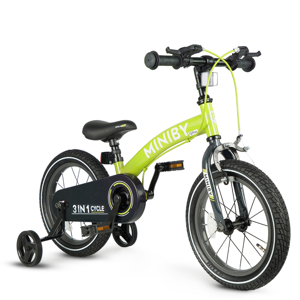 QPlay Miniby 14" 3in1 kerékpár, Green
