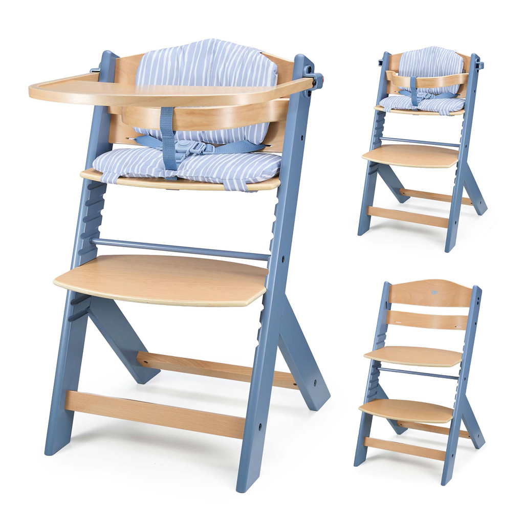 Kinderkraft Enock multifunkcionális fa etetőszék párnával, Nordic Breeze