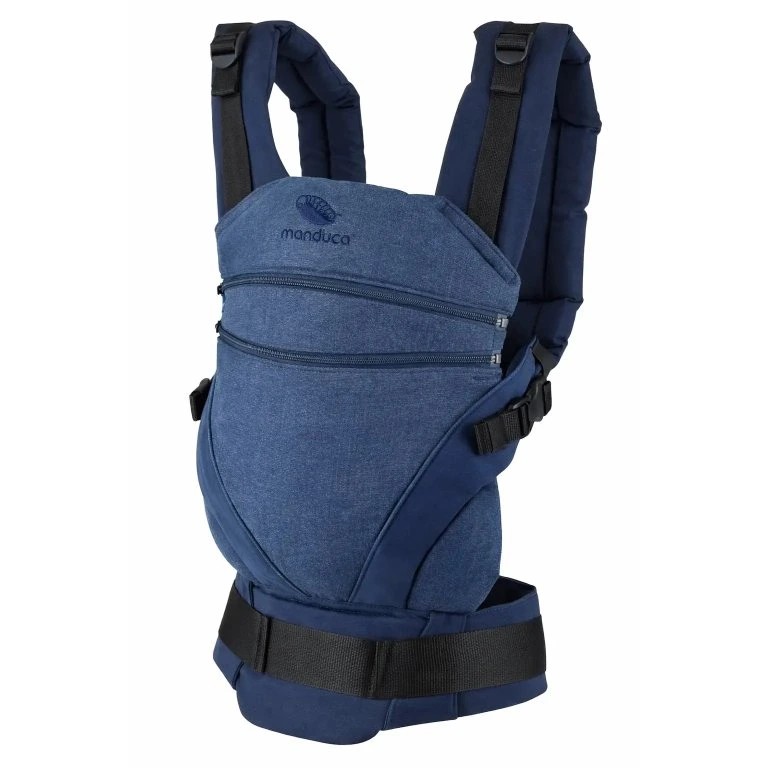 Manduca XT csípőbarát csatos hordozó 100% biopamutból, Melange-Blue