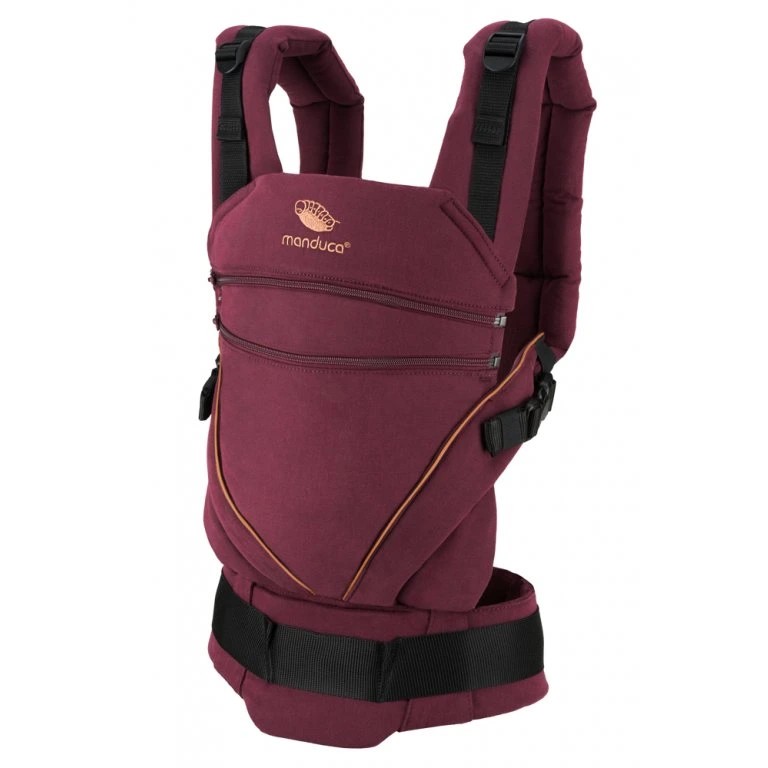 Manduca XT csípőbarát csatos hordozó 100% biopamutból, DenimBerry-Toffee
