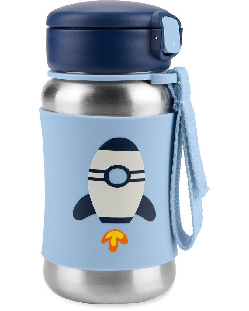SKIP HOP Spark Style Rozsdamentes acél szívószálas kulacs 350ml, Rakéta