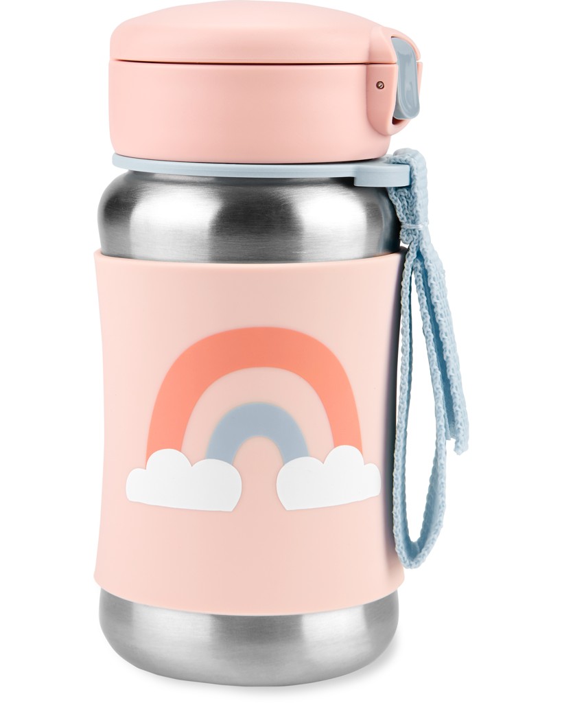 SKIP HOP Spark Style Rozsdamentes acél szívószálas kulacs 350ml, Szivárvány