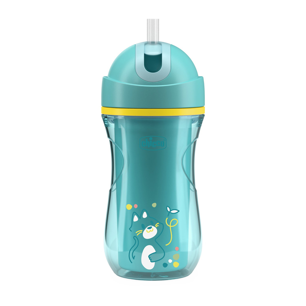 Chicco duplafalú thermo sport kulacs szívószállal 266ml, Türkiz