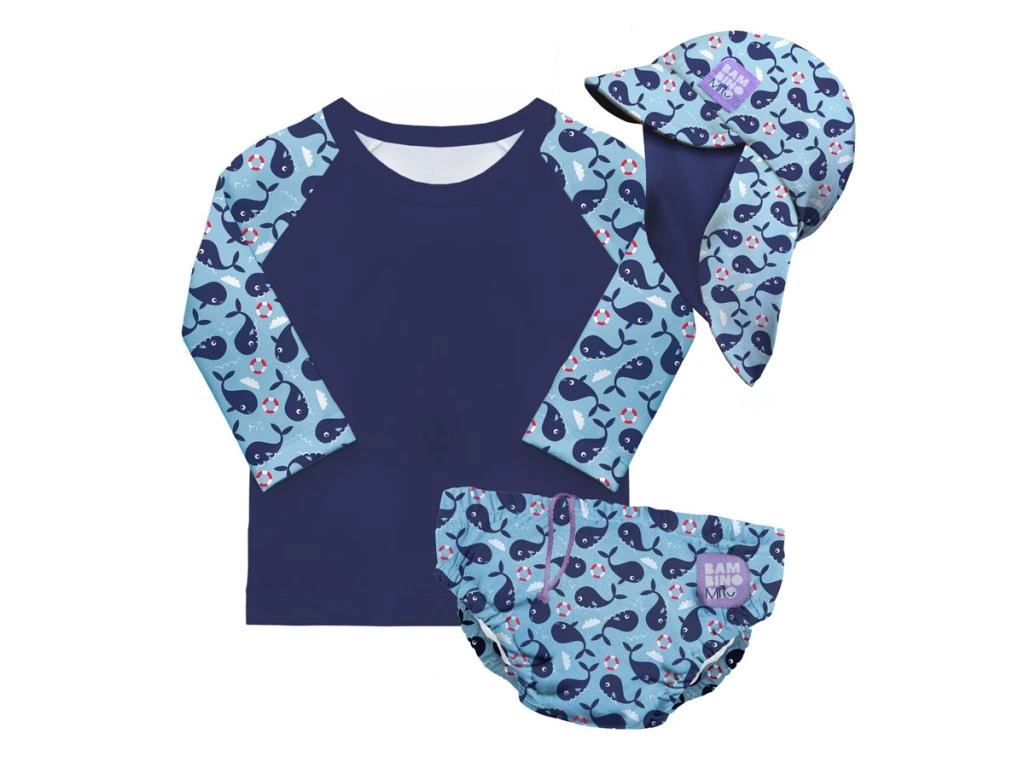 Bambino Mio 3 részes baba fürdőruha szett 6-12hó 7-9kg, Blue Whale