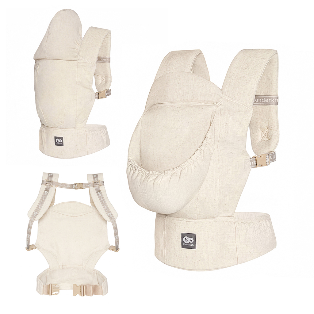 Kinderkraft Elara ergonomikus babahordozó lenből és pamutból, Beige