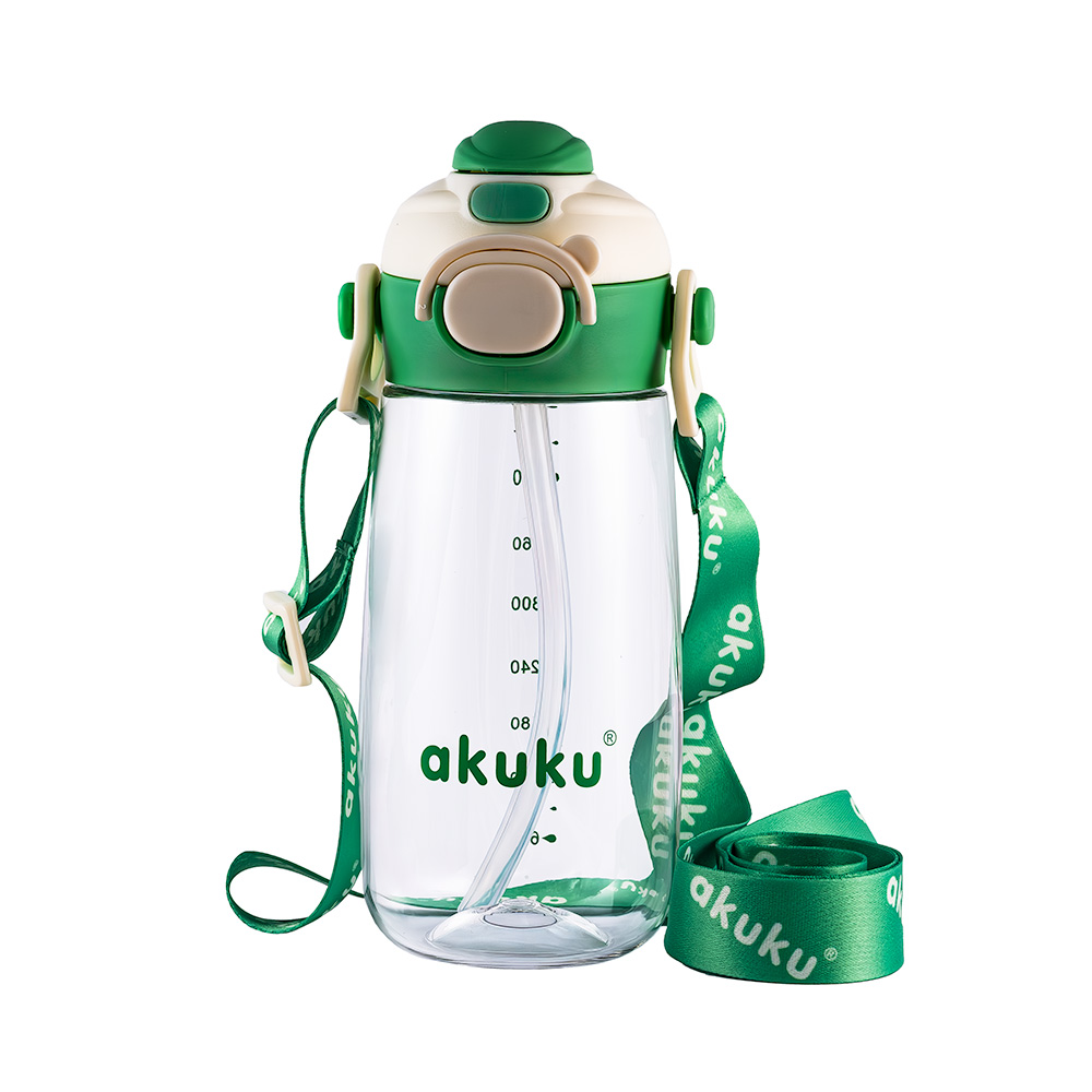 Akuku vállpántos 2in1 tritan kulacs szívószállal és ivócsőrrel 480ml, Green