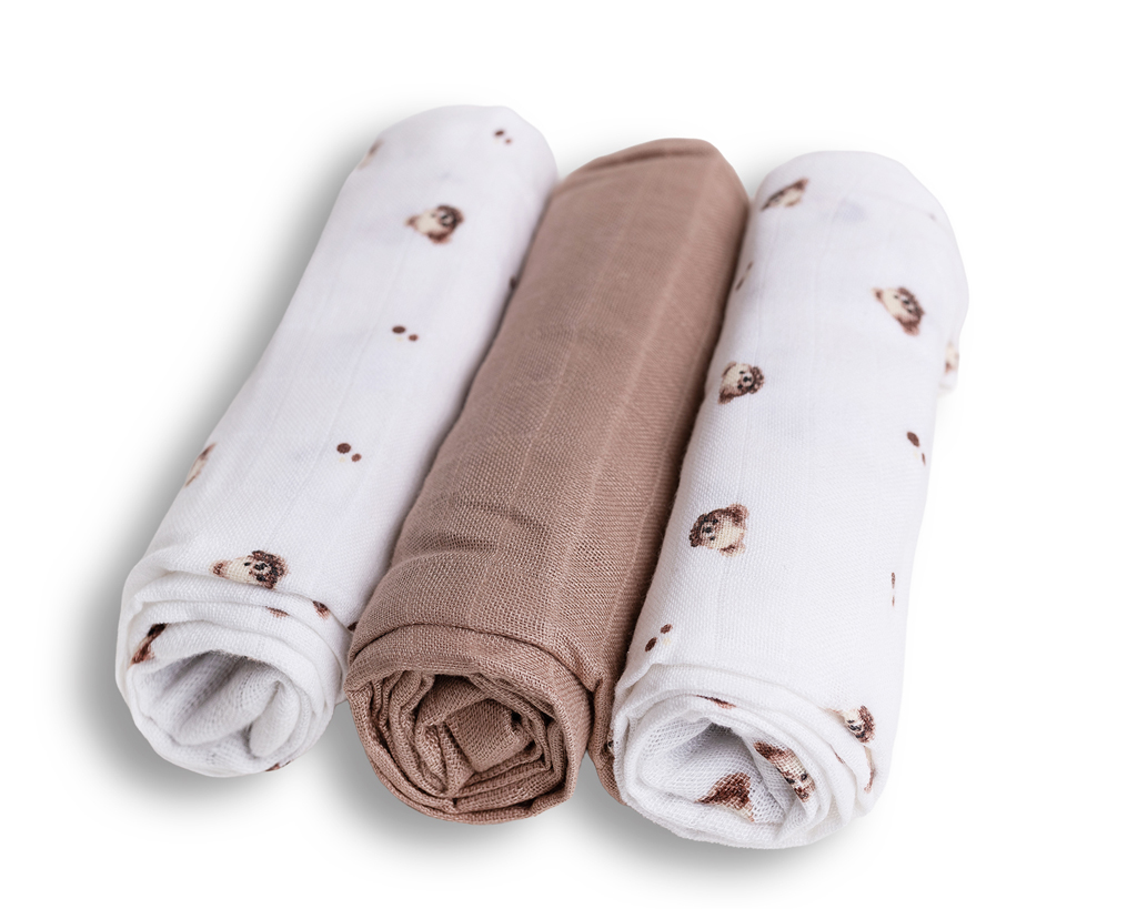 BABYMATEX Bambusz textilpelenka 70x70cm 3db, Mackó