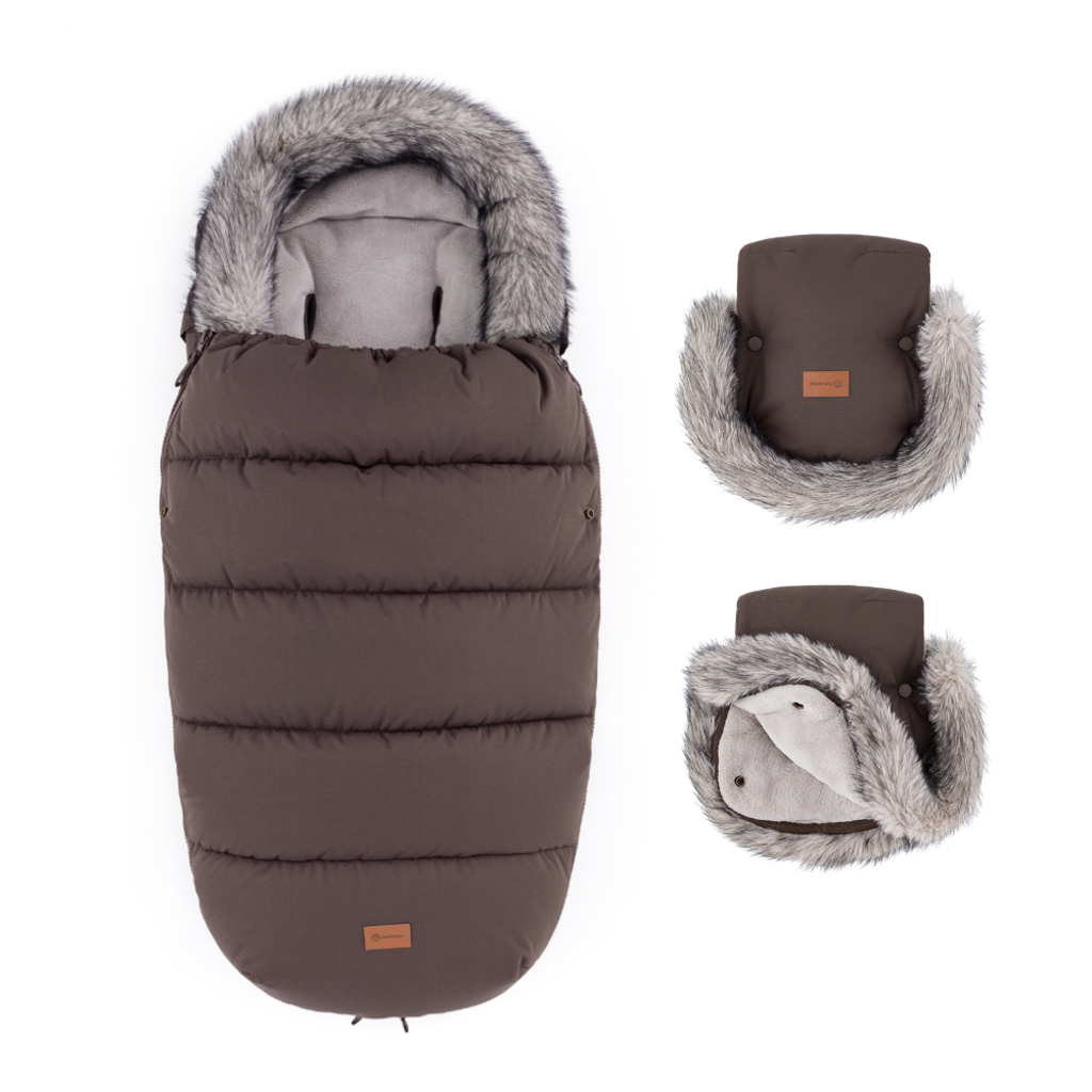 Petite&Mars Comfy 4in1 bundazsák + Furry kézmelegítő babakocsira, Rich Brown