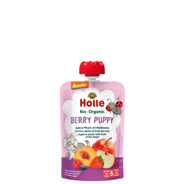 Holle Berry Puppy BIO tasak, alma-őszibarack-erdei gyümölcs, 100g